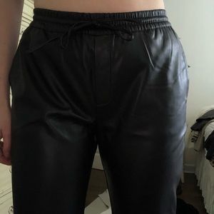 Straight leg Leather look mango drawstring pants